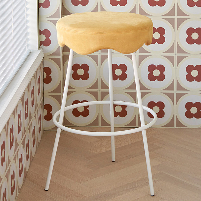 Contemporary Style Counter Stool Upholstered Bar-height Bar Stool with Metal Base