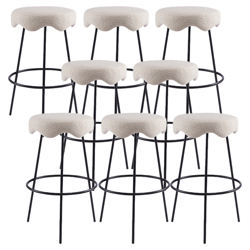Contemporary Style Counter Stool Upholstered Bar-height Bar Stool with Metal Base
