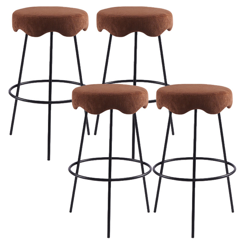 Contemporary Style Counter Stool Upholstered Bar-height Bar Stool with Metal Base
