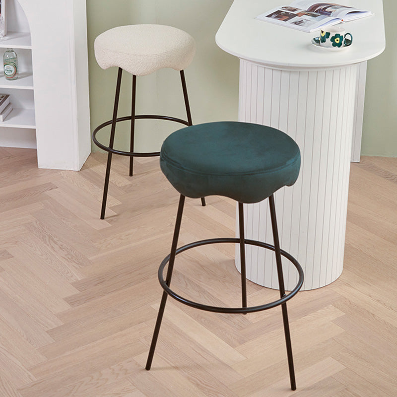 Contemporary Style Counter Stool Upholstered Bar-height Bar Stool with Metal Base