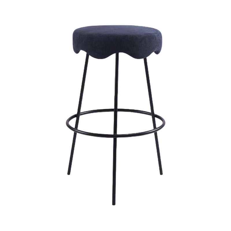 Contemporary Style Counter Stool Upholstered Bar-height Bar Stool with Metal Base