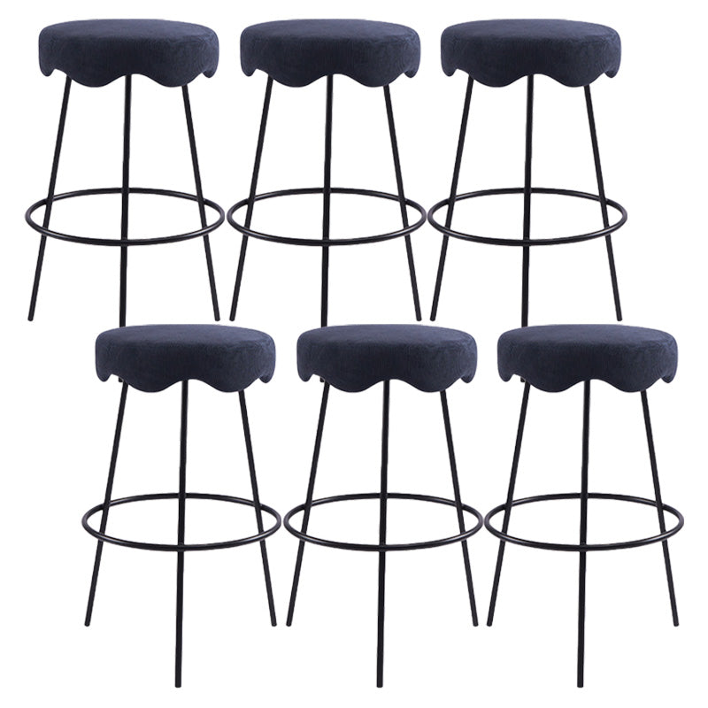 Contemporary Style Counter Stool Upholstered Bar-height Bar Stool with Metal Base