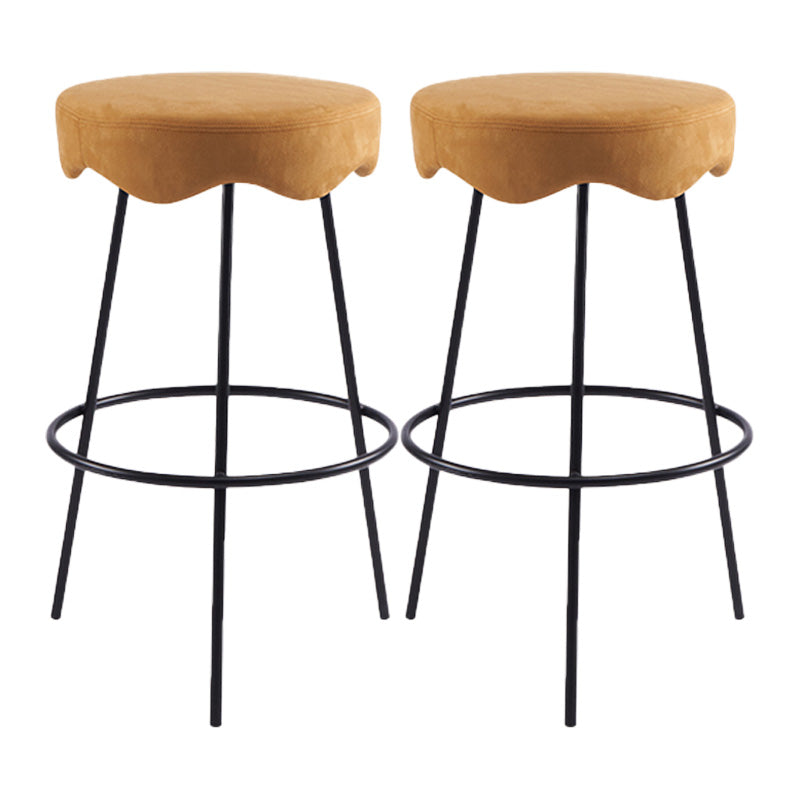 Contemporary Style Counter Stool Upholstered Bar-height Bar Stool with Metal Base