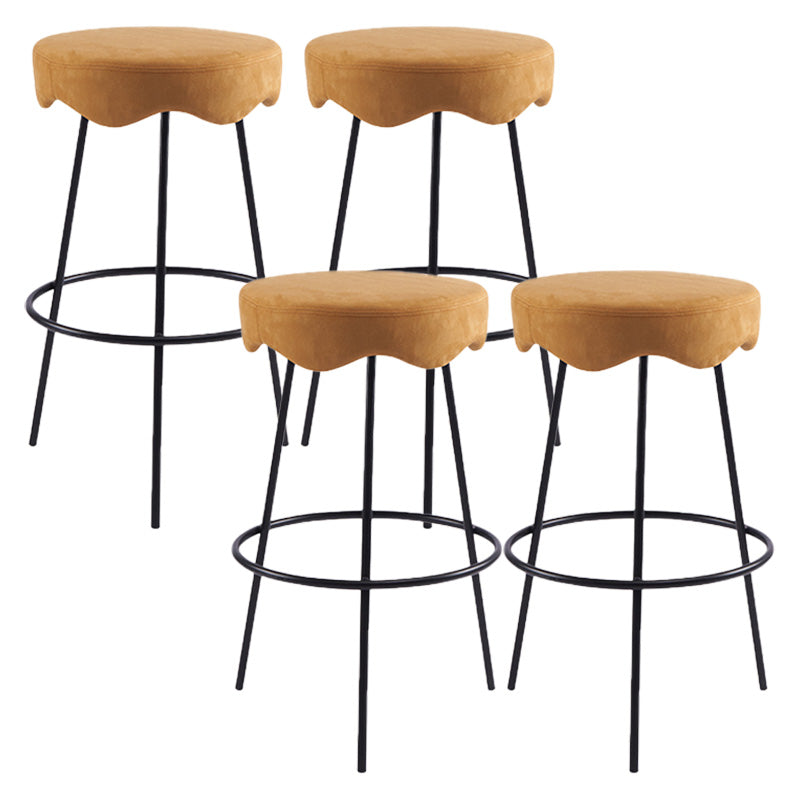 Contemporary Style Counter Stool Upholstered Bar-height Bar Stool with Metal Base