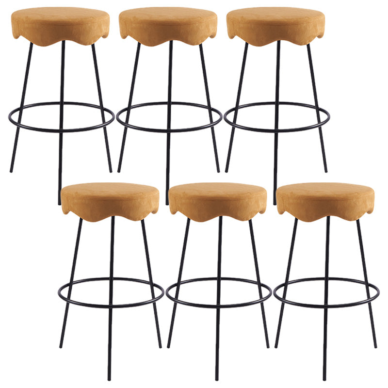 Contemporary Style Counter Stool Upholstered Bar-height Bar Stool with Metal Base