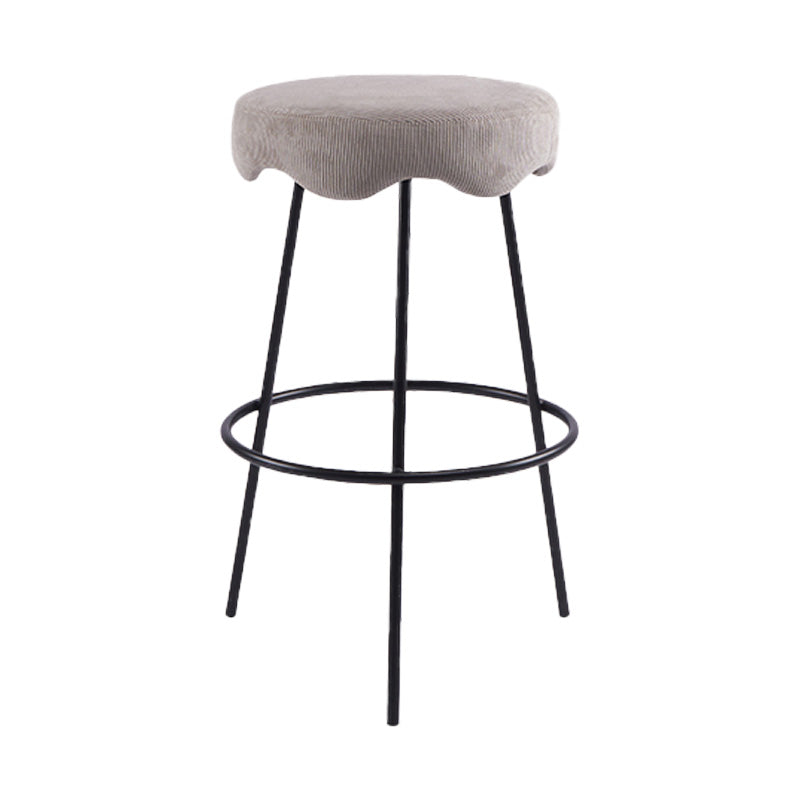 Contemporary Style Counter Stool Upholstered Bar-height Bar Stool with Metal Base