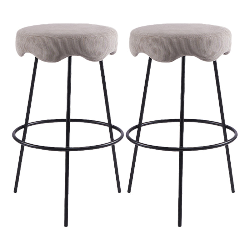 Contemporary Style Counter Stool Upholstered Bar-height Bar Stool with Metal Base