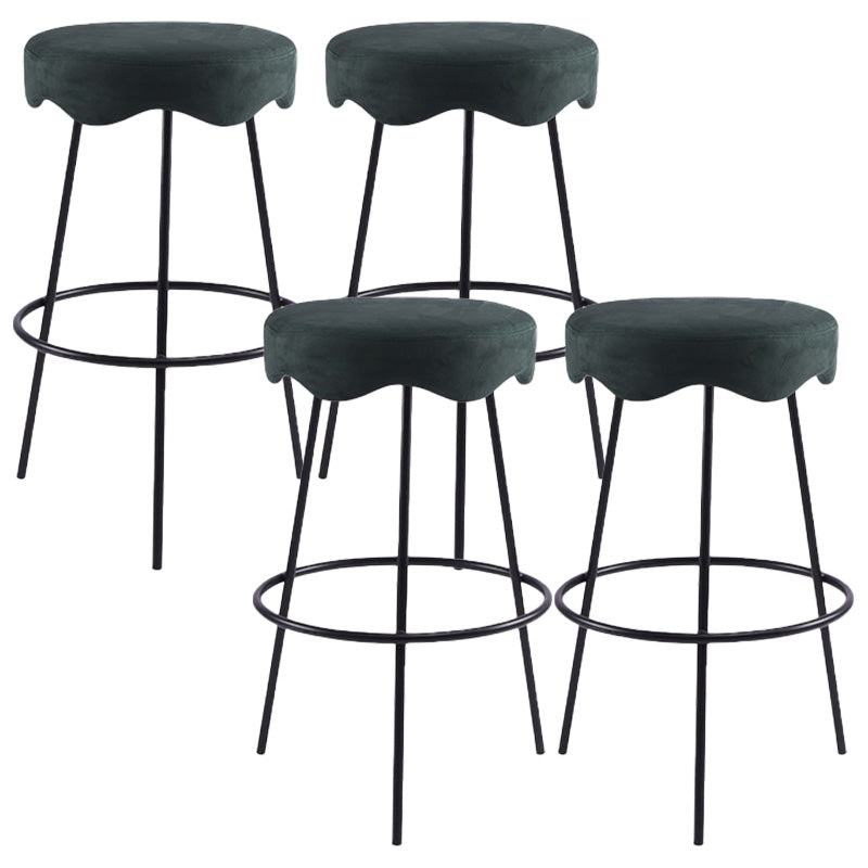 Contemporary Style Counter Stool Upholstered Bar-height Bar Stool with Metal Base