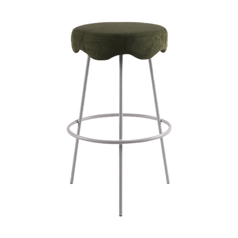 Contemporary Style Counter Stool Upholstered Bar-height Bar Stool with Metal Base
