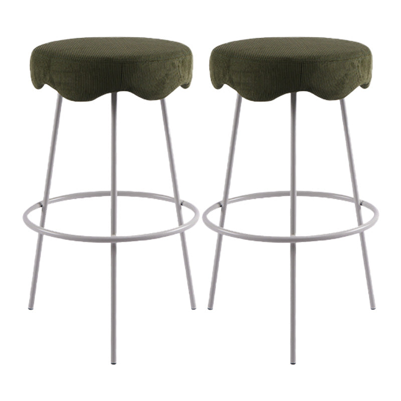 Contemporary Style Counter Stool Upholstered Bar-height Bar Stool with Metal Base