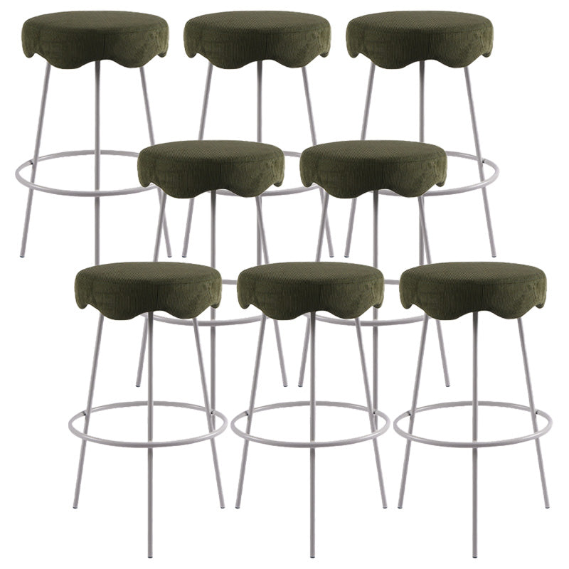 Contemporary Style Counter Stool Upholstered Bar-height Bar Stool with Metal Base