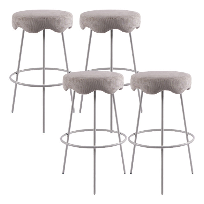 Contemporary Style Counter Stool Upholstered Bar-height Bar Stool with Metal Base