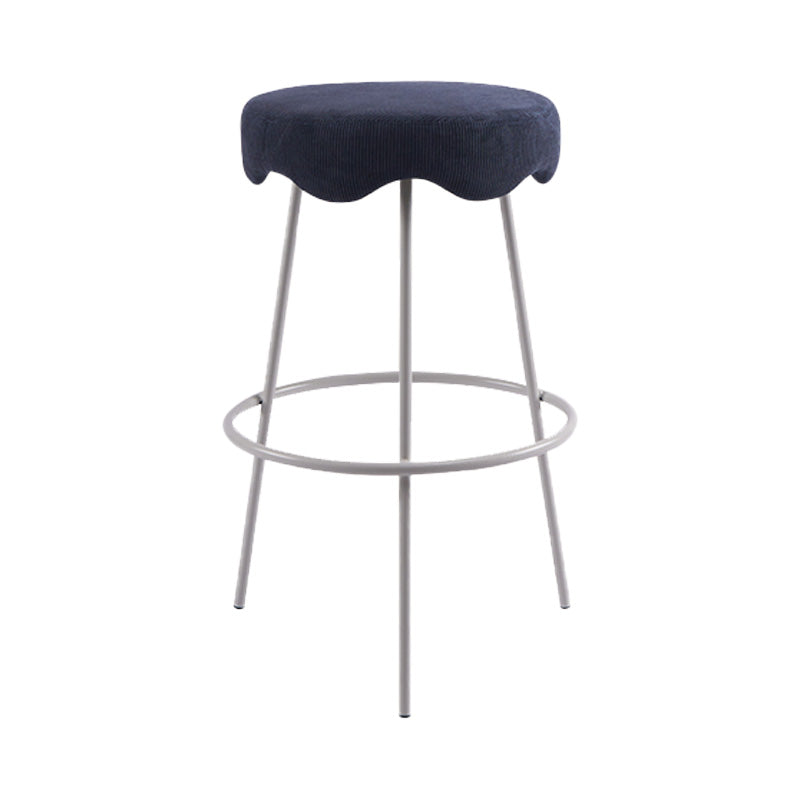 Contemporary Style Counter Stool Upholstered Bar-height Bar Stool with Metal Base