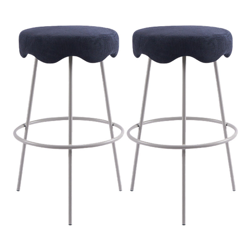 Contemporary Style Counter Stool Upholstered Bar-height Bar Stool with Metal Base