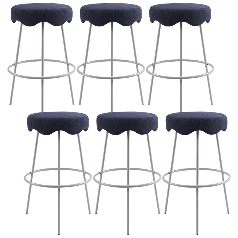 Contemporary Style Counter Stool Upholstered Bar-height Bar Stool with Metal Base