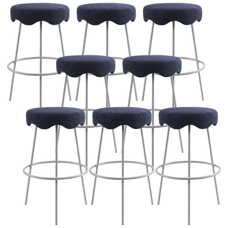 Contemporary Style Counter Stool Upholstered Bar-height Bar Stool with Metal Base
