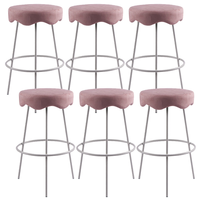 Contemporary Style Counter Stool Upholstered Bar-height Bar Stool with Metal Base