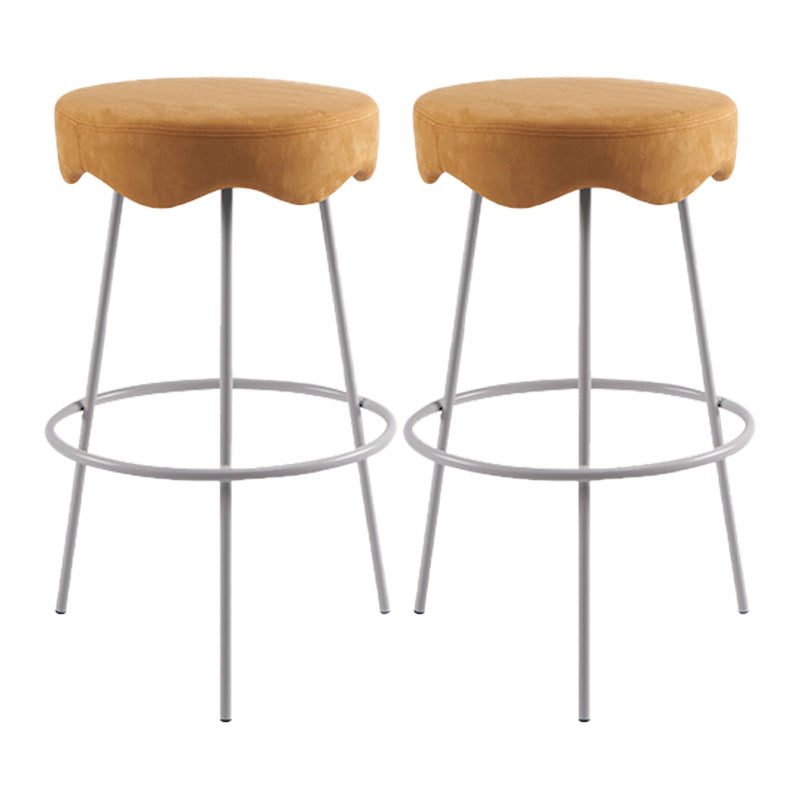 Contemporary Style Counter Stool Upholstered Bar-height Bar Stool with Metal Base