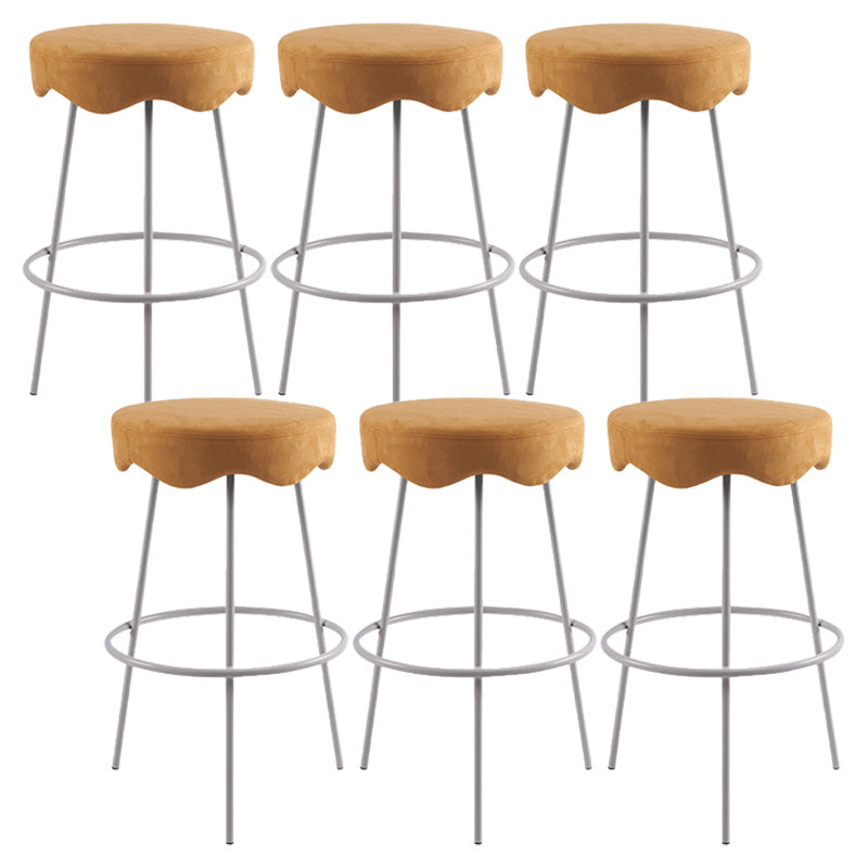 Contemporary Style Counter Stool Upholstered Bar-height Bar Stool with Metal Base