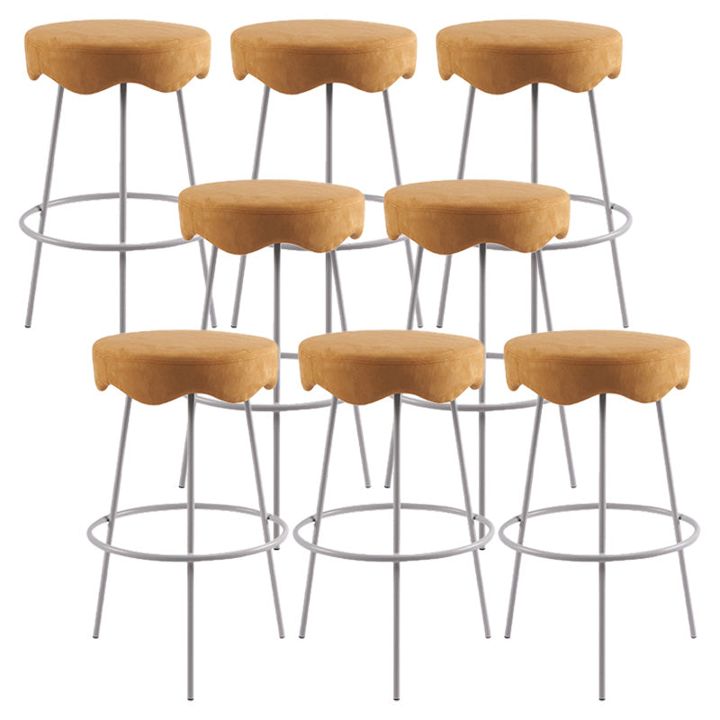 Contemporary Style Counter Stool Upholstered Bar-height Bar Stool with Metal Base