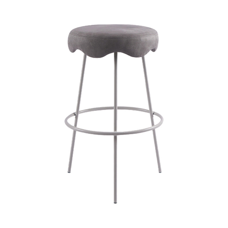 Contemporary Style Counter Stool Upholstered Bar-height Bar Stool with Metal Base