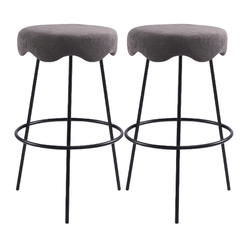 Contemporary Style Counter Stool Upholstered Bar-height Bar Stool with Metal Base