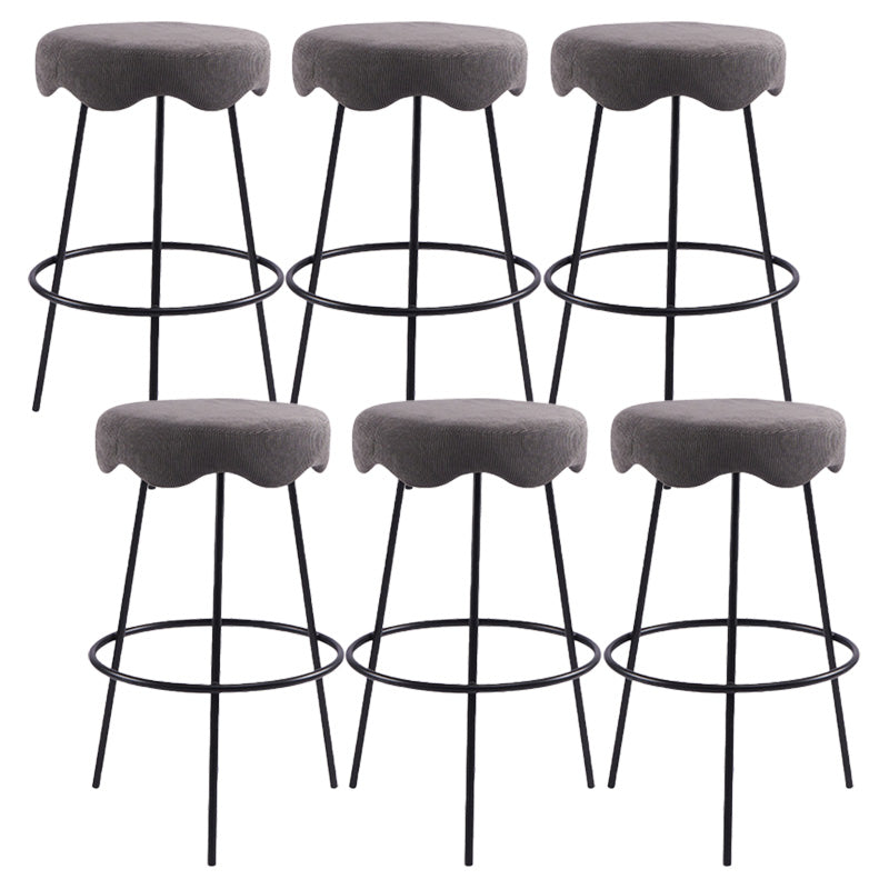 Contemporary Style Counter Stool Upholstered Bar-height Bar Stool with Metal Base