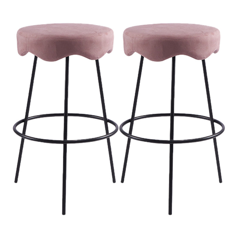 Contemporary Style Counter Stool Upholstered Bar-height Bar Stool with Metal Base