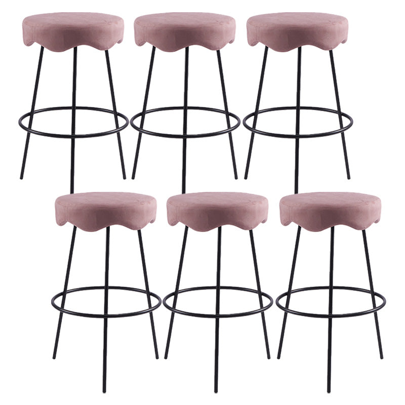Contemporary Style Counter Stool Upholstered Bar-height Bar Stool with Metal Base