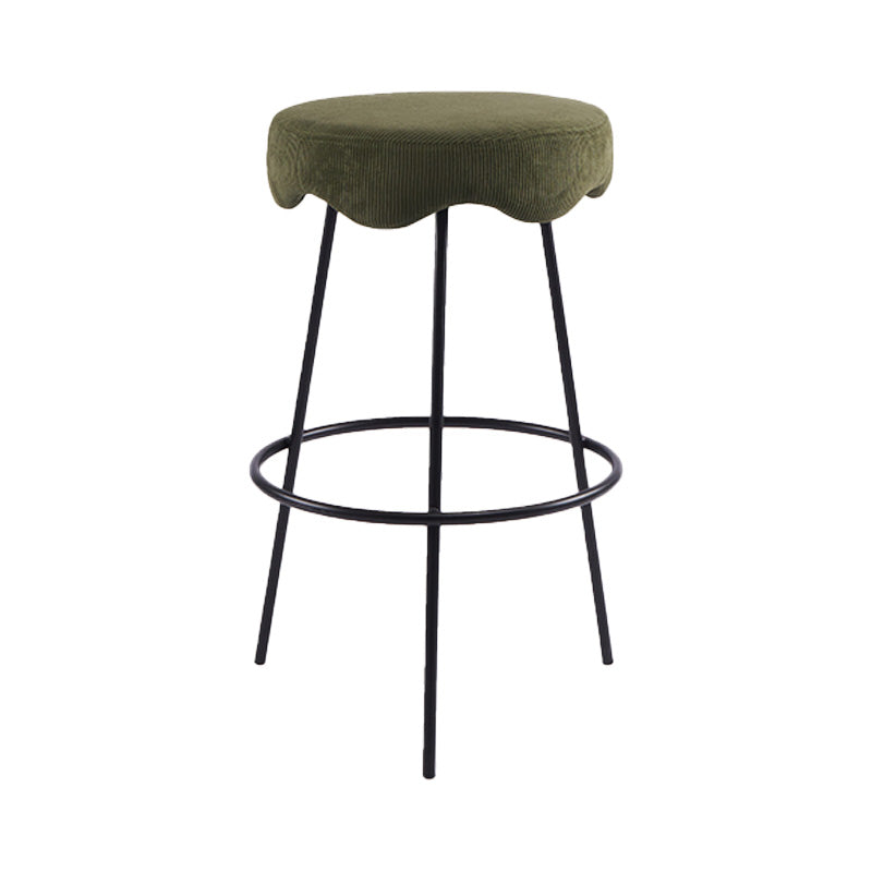 Contemporary Style Counter Stool Upholstered Bar-height Bar Stool with Metal Base