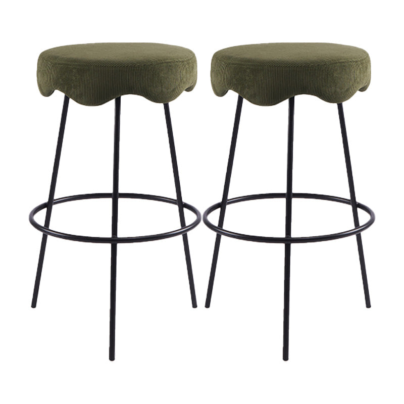 Contemporary Style Counter Stool Upholstered Bar-height Bar Stool with Metal Base