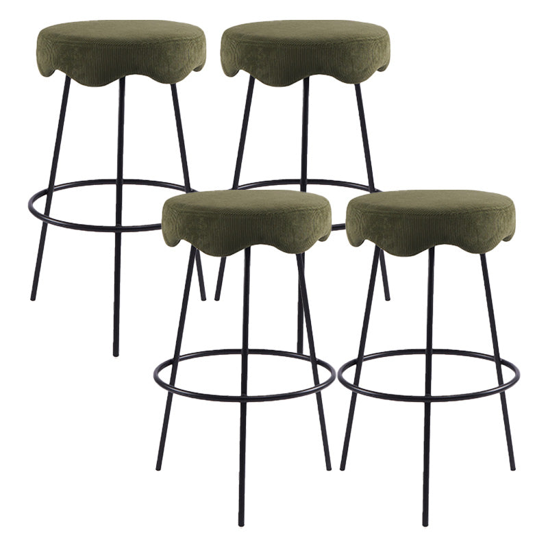 Contemporary Style Counter Stool Upholstered Bar-height Bar Stool with Metal Base