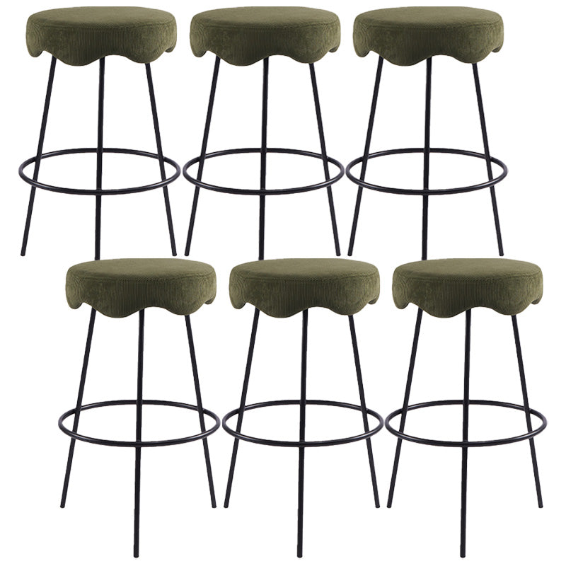 Contemporary Style Counter Stool Upholstered Bar-height Bar Stool with Metal Base