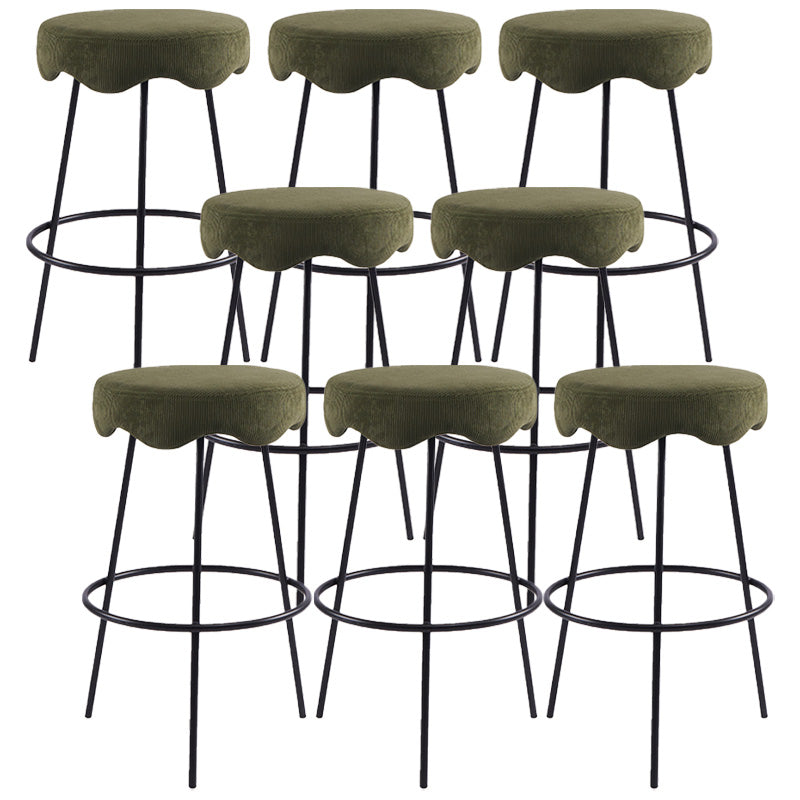 Contemporary Style Counter Stool Upholstered Bar-height Bar Stool with Metal Base