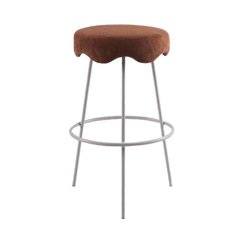 Contemporary Style Counter Stool Upholstered Bar-height Bar Stool with Metal Base