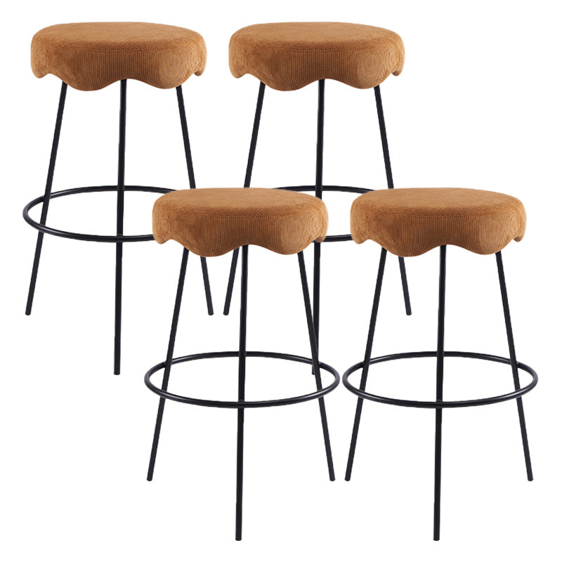 Contemporary Style Counter Stool Upholstered Bar-height Bar Stool with Metal Base