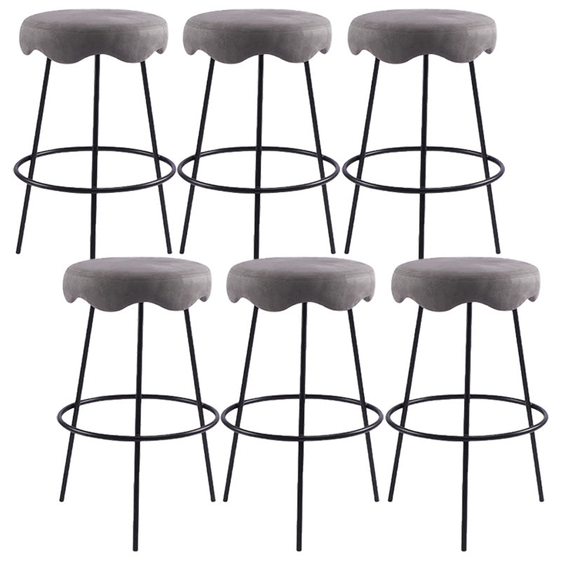 Contemporary Style Counter Stool Upholstered Bar-height Bar Stool with Metal Base