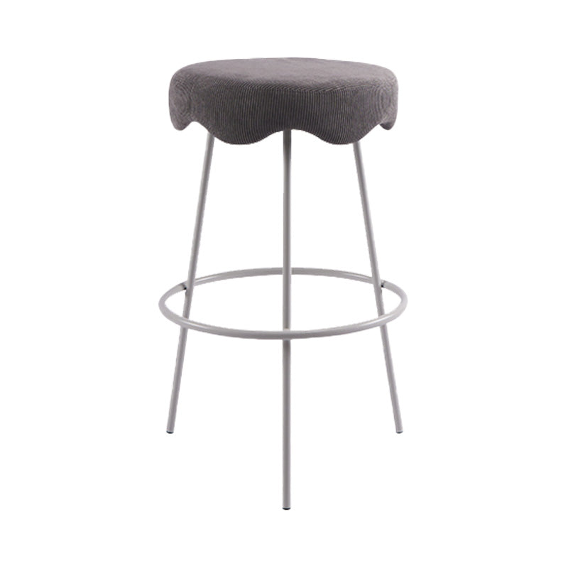 Contemporary Style Counter Stool Upholstered Bar-height Bar Stool with Metal Base