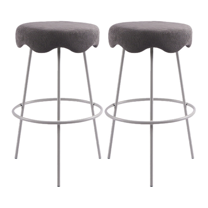 Contemporary Style Counter Stool Upholstered Bar-height Bar Stool with Metal Base