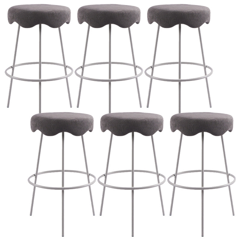 Contemporary Style Counter Stool Upholstered Bar-height Bar Stool with Metal Base