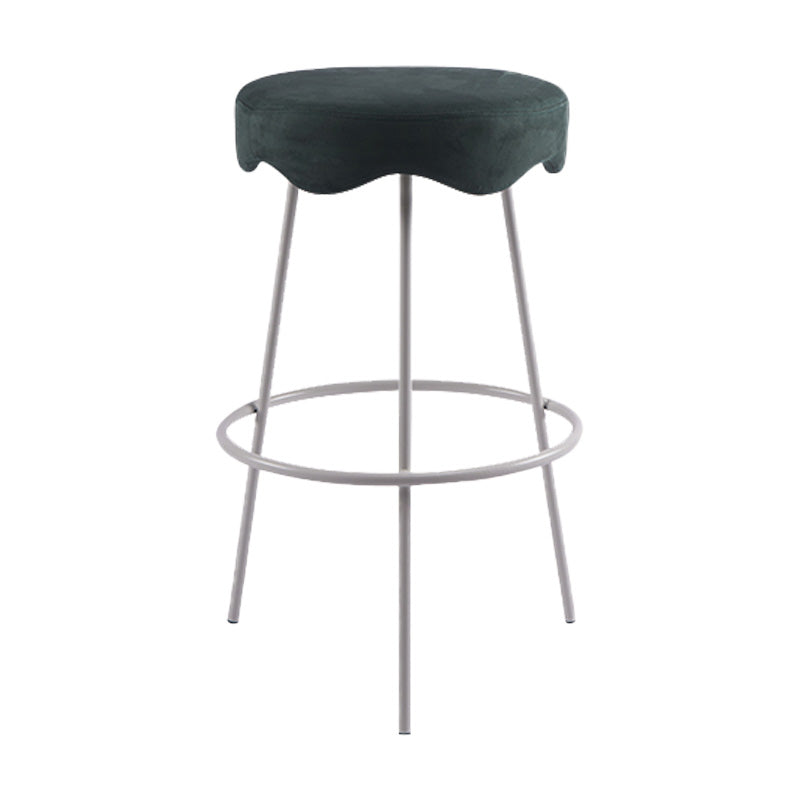 Contemporary Style Counter Stool Upholstered Bar-height Bar Stool with Metal Base