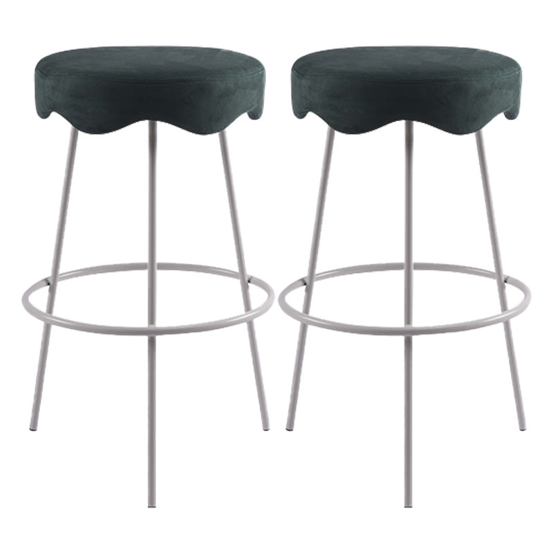 Contemporary Style Counter Stool Upholstered Bar-height Bar Stool with Metal Base