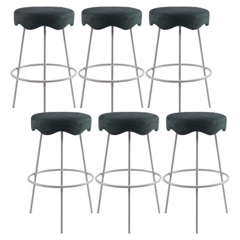 Contemporary Style Counter Stool Upholstered Bar-height Bar Stool with Metal Base