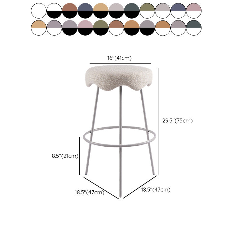 Contemporary Style Counter Stool Upholstered Bar-height Bar Stool with Metal Base