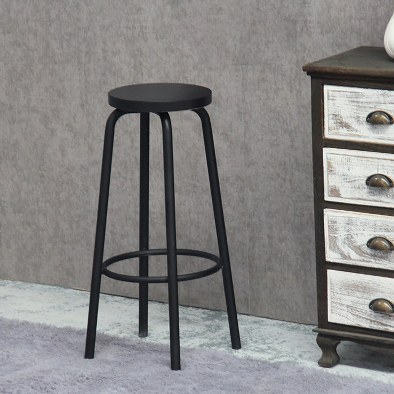 Industrial Metal Counter Height Stools Armless Bar Stool in Black