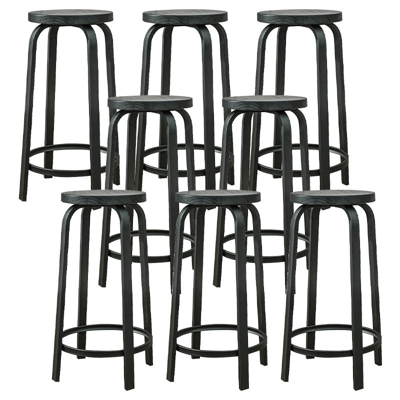 Industrial Metal Counter Height Stools Armless Bar Stool in Black