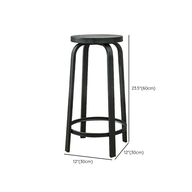 Industrial Metal Counter Height Stools Armless Bar Stool in Black