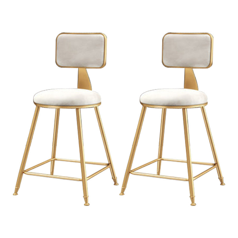 Glam Round Upholstered Counter Stool Low Back Stool with Gold Frame