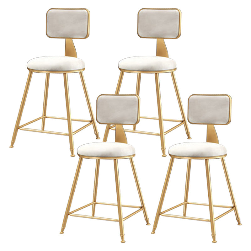 Glam Round Upholstered Counter Stool Low Back Stool with Gold Frame