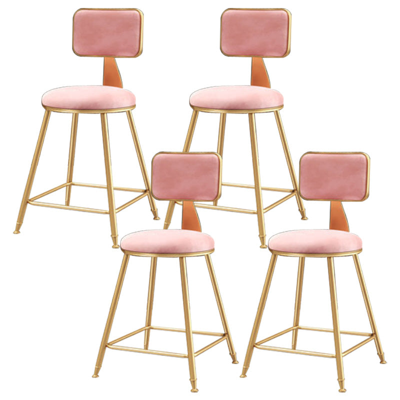 Glam Round Upholstered Counter Stool Low Back Stool with Gold Frame